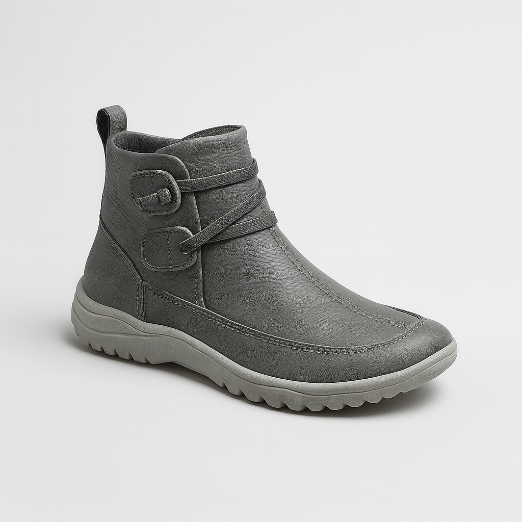 Orthopaedic Women's Mid-Top Leather Boots Grey