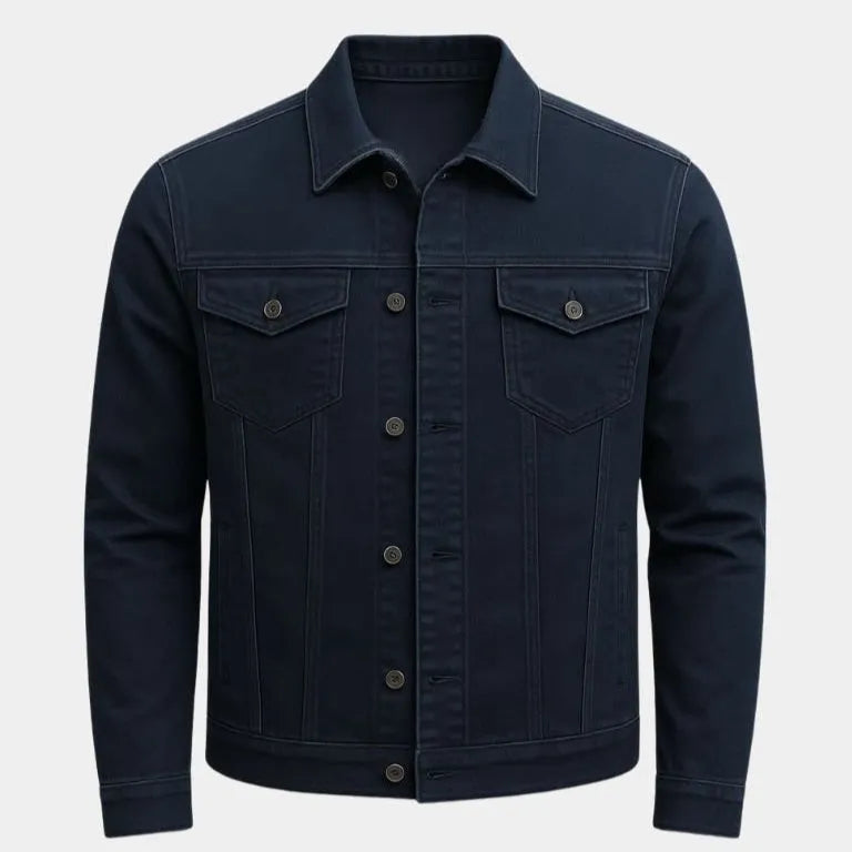 Men's Casual Lightweight Cotton Trucker Jacket Navy