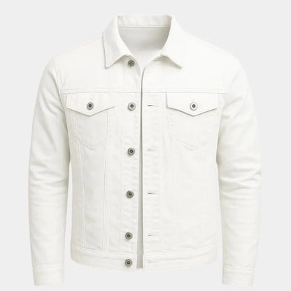 Men's Casual Lightweight Cotton Trucker Jacket White