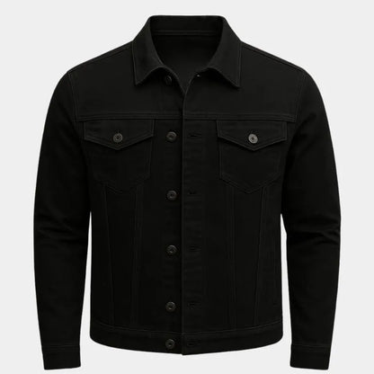 Men's Casual Lightweight Cotton Trucker Jacket Black