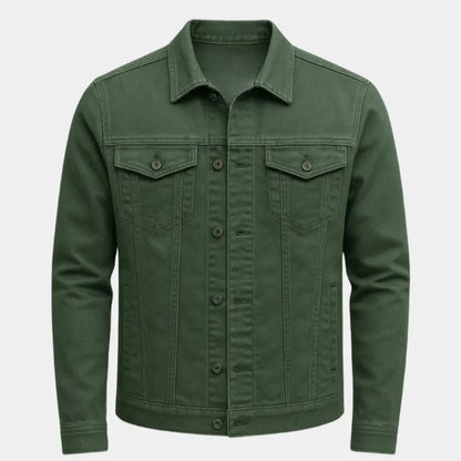 Men's Casual Lightweight Cotton Trucker Jacket Green