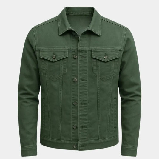 Men's Casual Lightweight Cotton Trucker Jacket Green