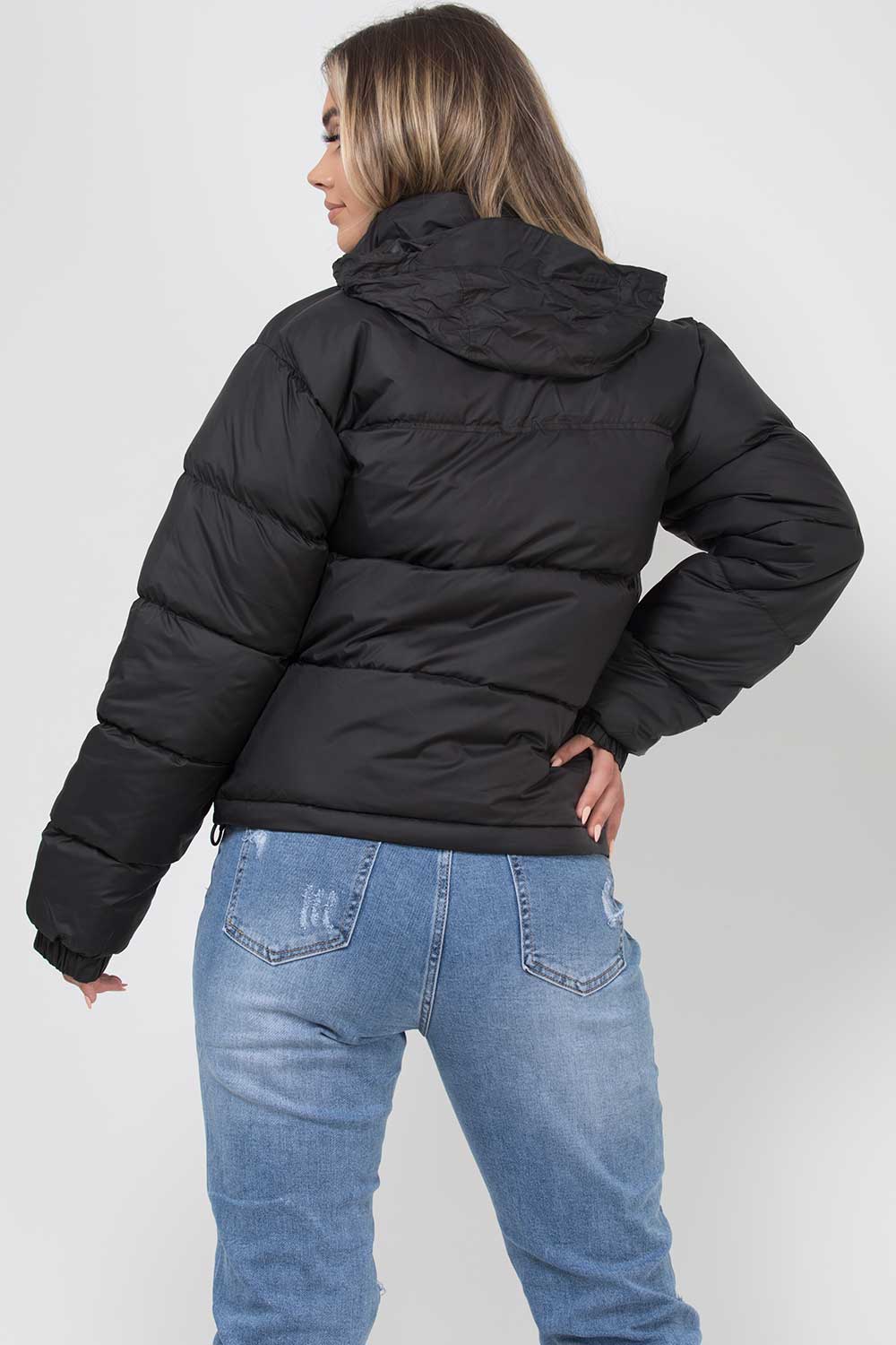 Women's Black Weather-Resistant Puffer Jacket