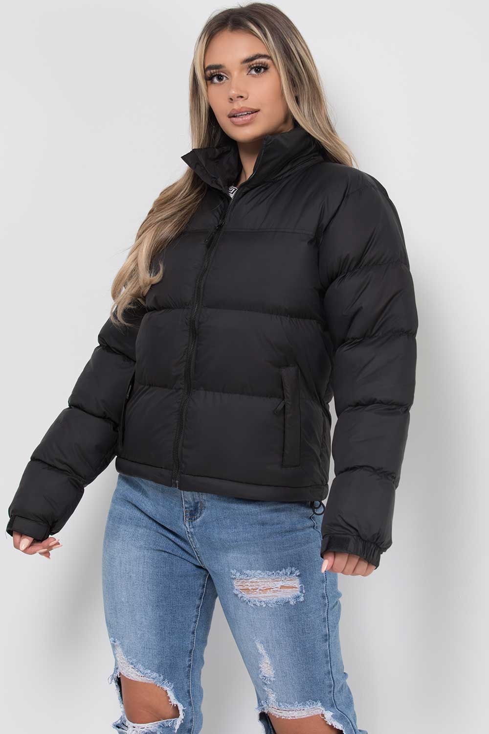 Women's Black Weather-Resistant Puffer Jacket