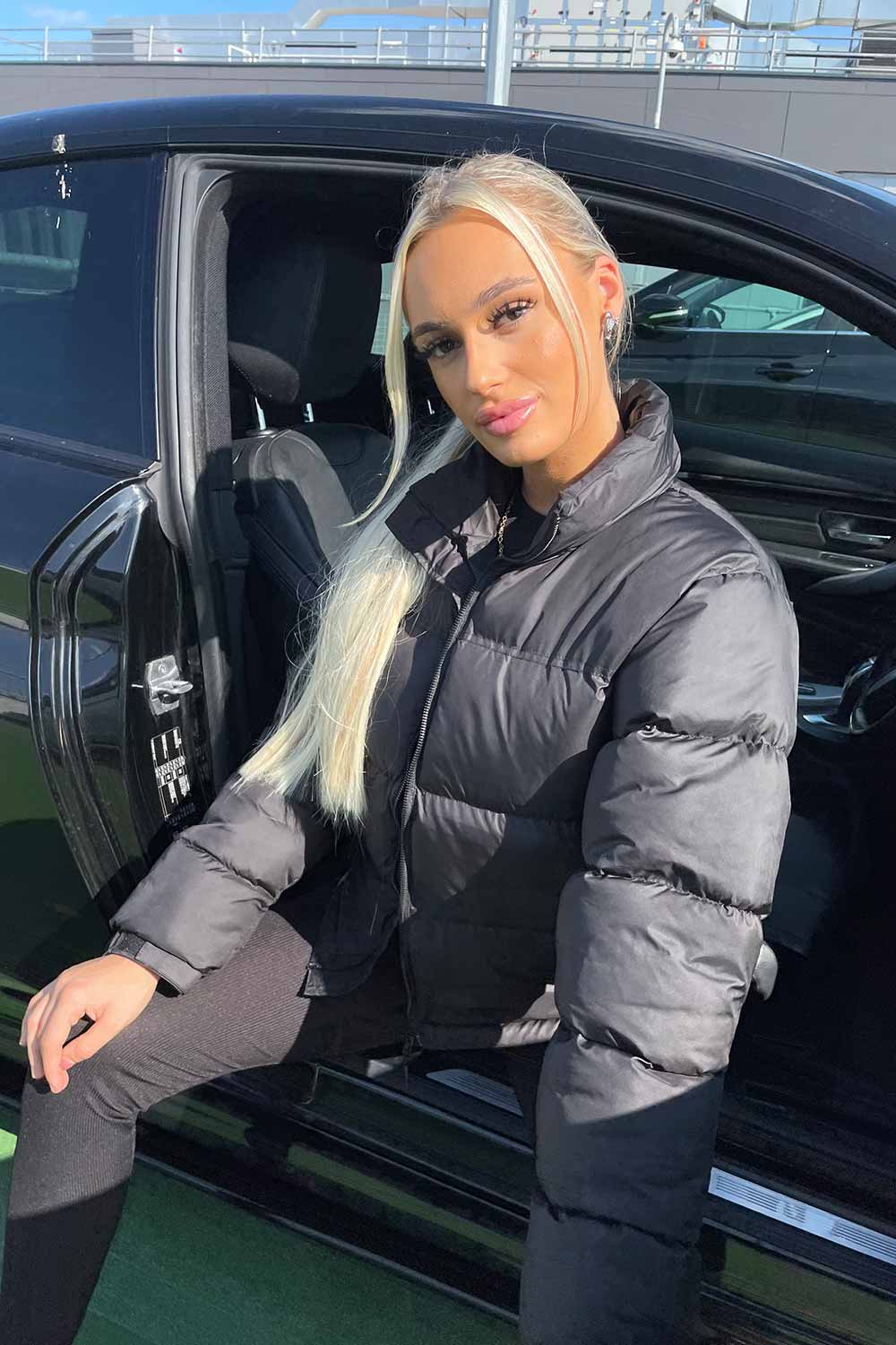 Women's Black Weather-Resistant Puffer Jacket