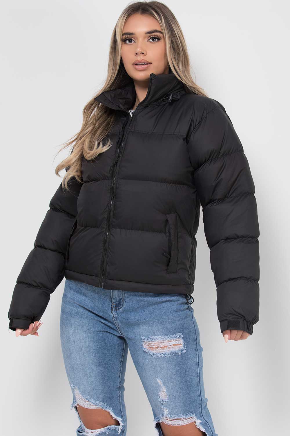 Women's Black Weather-Resistant Puffer Jacket