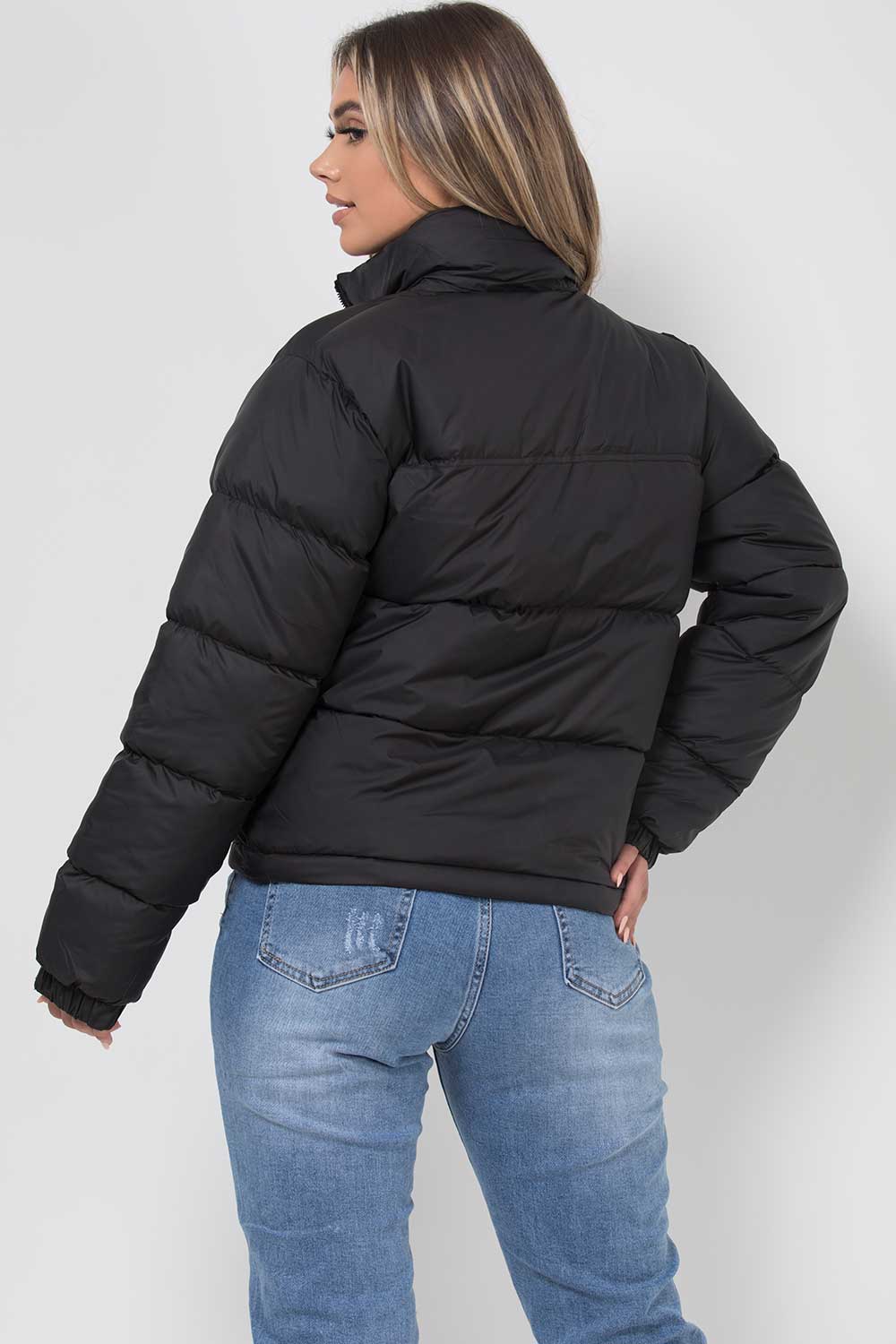 Women's Black Weather-Resistant Puffer Jacket