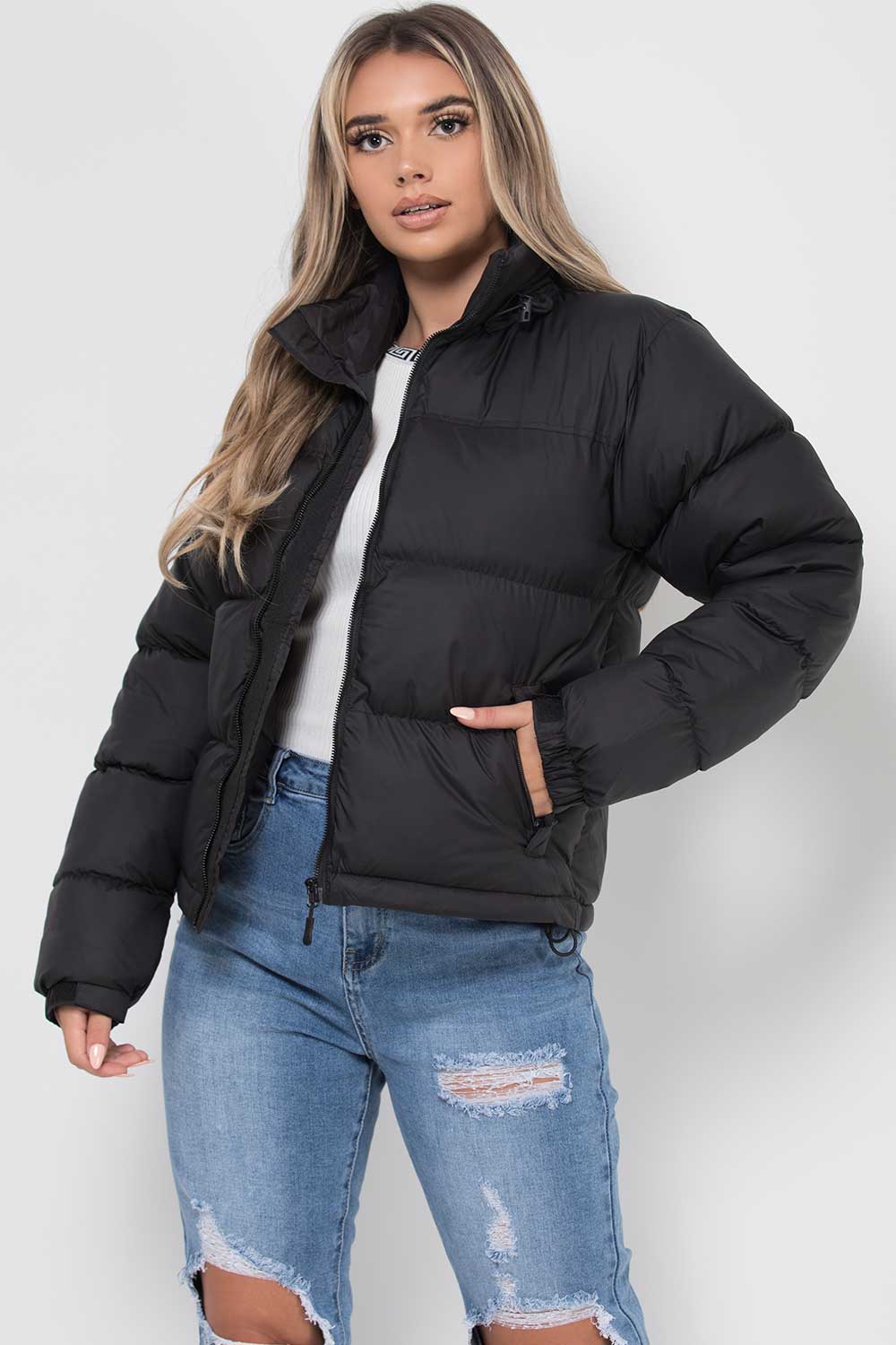 Women's Black Weather-Resistant Puffer Jacket